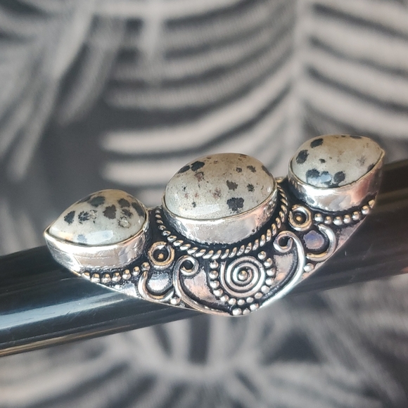New Dalmatian Jasper Silver Statement Ring. - Picture 16 of 16